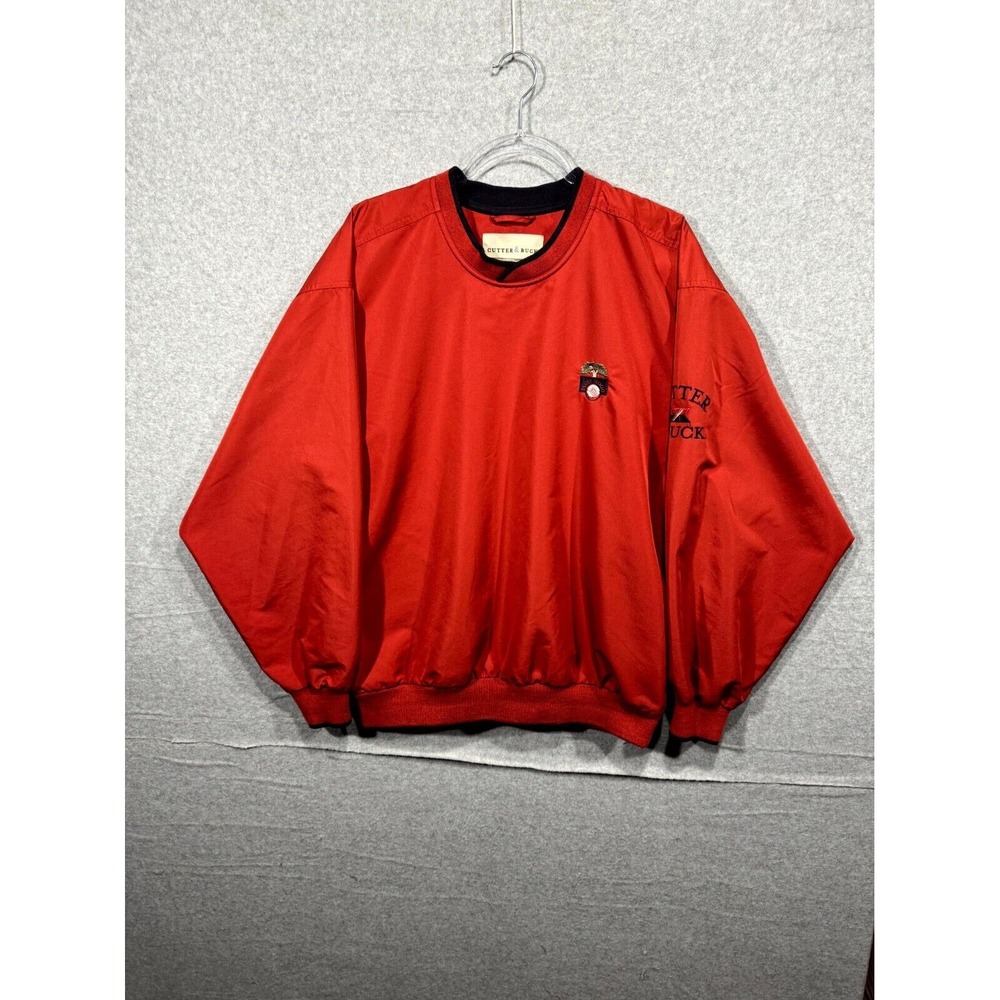 Cutter & Buck Golf Pullover Kiawah Large Windbreaker Climaguard Men's Red Small‎